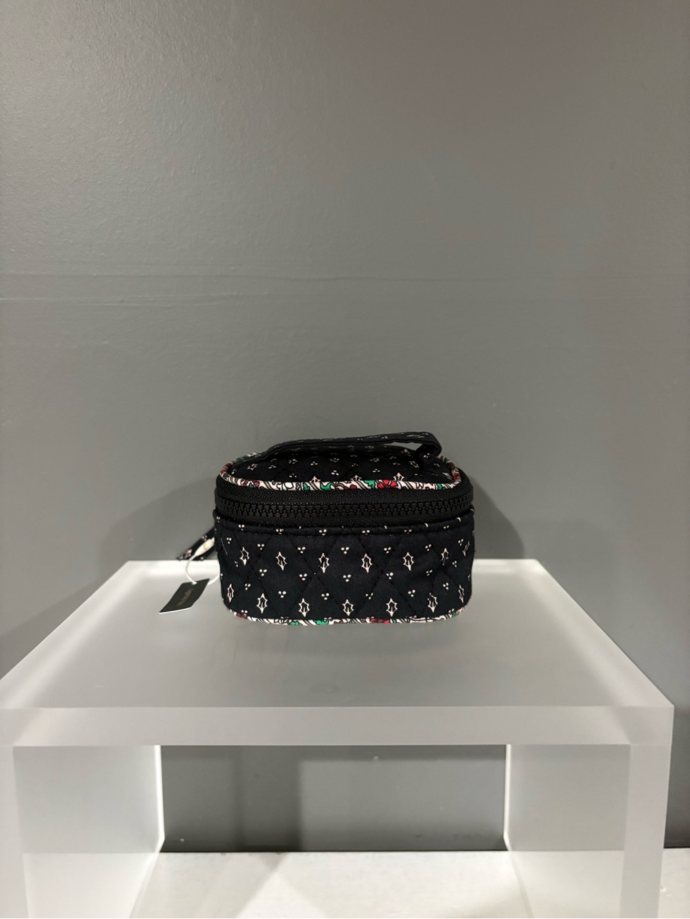 Vera Bradley Black Quilted Small Cosmetic Case with Multicolor Trim